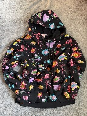 dolls kill x Powerpuff Girls Villains Black Hoodie with Neon Comic Pop Print